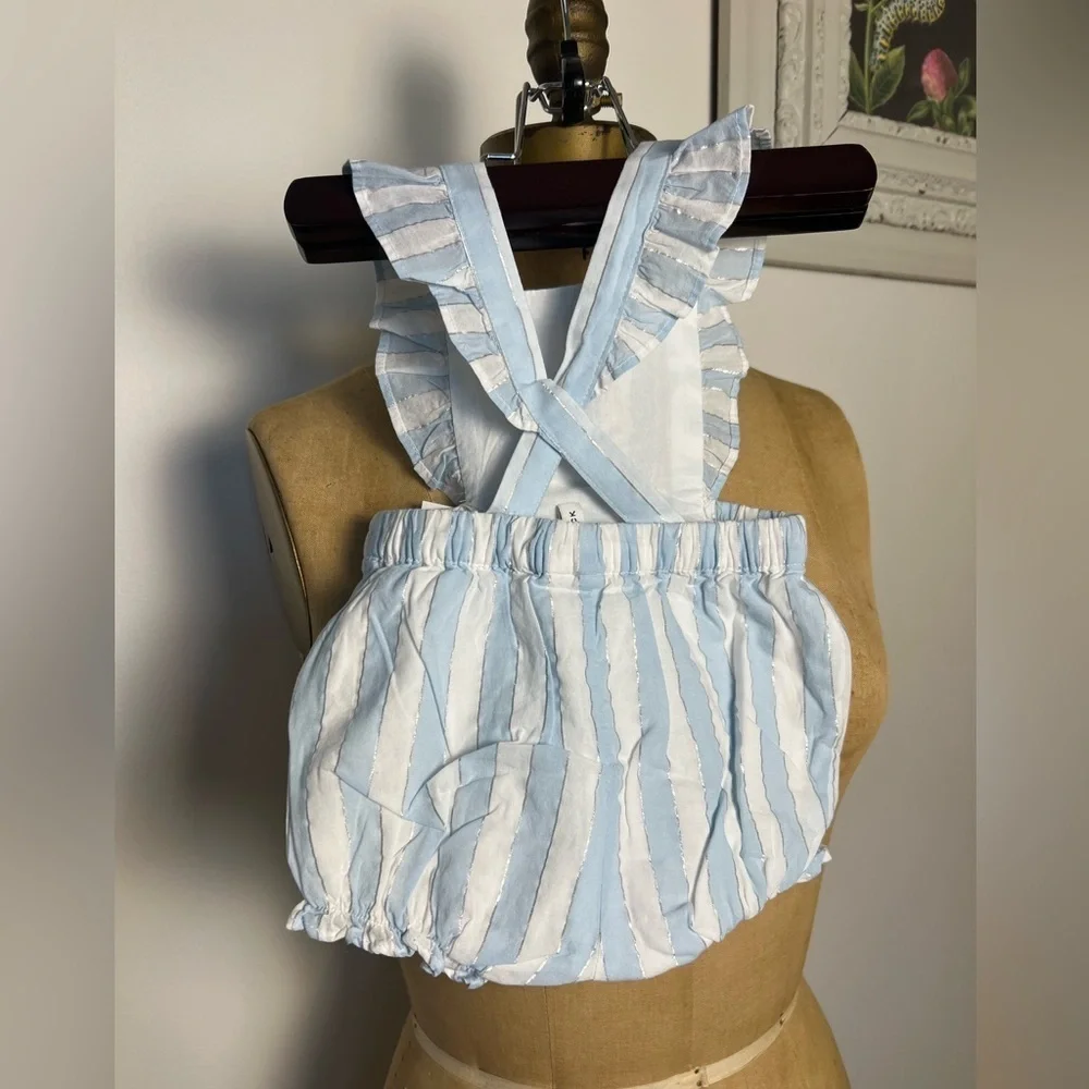 Janie and Jack blue, white and silver onesie NWT size 0-3 months